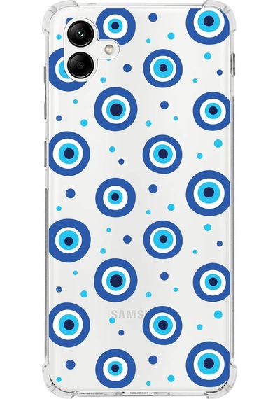 Prinrify Samsung Galaxy A04 Uyumlu Nazar Boncuğu 1 Baskılı Şeffaf Köşe Korumalı Antişok Kılıf