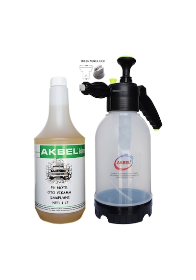 Akbel Köpük Yapan Basınçlı Pompa 2 Lt Ph Nötr Oto Şampuanı 1 Lt