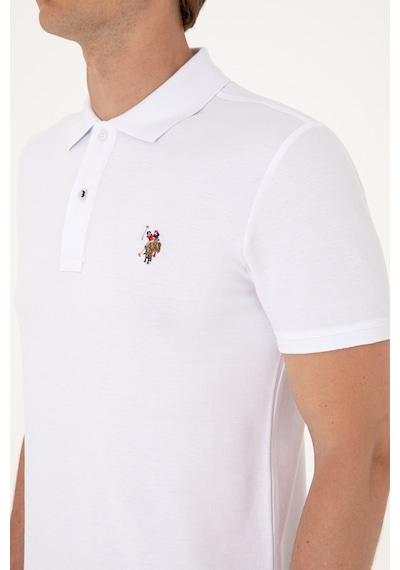 U.S. Polo Assn. Erkek Slim Fit Polo Yaka Beyaz Basic Tişört 50310669-VR013