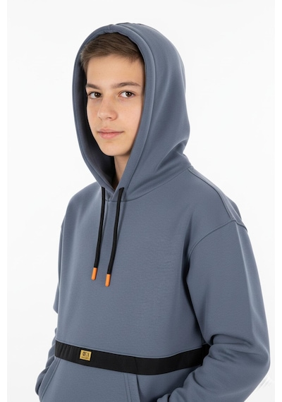 Kapşonlu Kanguru Cepli Detaylı Erkek Çocuk Sweatshirt-90836 İndigo
