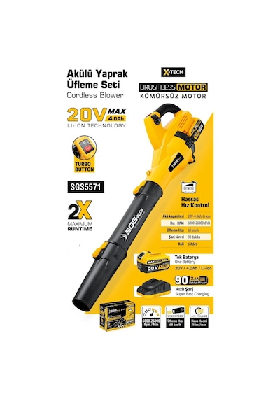 Sgs 5571 Akülü Yaprak Üfleme 20V1 4Ah Kömürsüz Motor