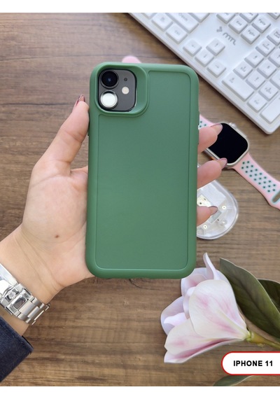 Apple iPhone 11 Uyumlu Kamera Korumalı Darbeye Dayanıklı Renk Atmayan Keep Silikon Kılıf Haki
