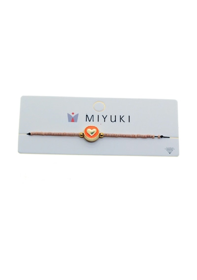 X-lady Accessories Altın Renk Pembe Mineli Kalp Model Miyuki Bileklik - 2954 Çok Renkli