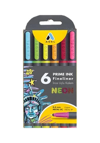 Adel Prime Ink Fineliner 6'lı Neon