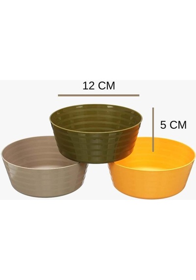 6 Adet Renkli Plastik Kase Çerezlik Piknik Pratik Kase Seti 12x5 Cm İç İçe Mama Kabı Renkli