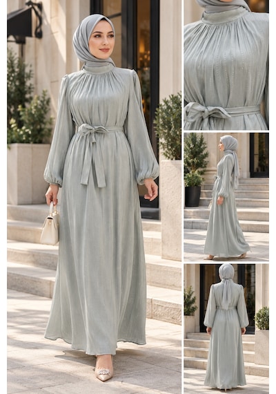 Sevitli Simli Abiye-mint Yeşili-5896