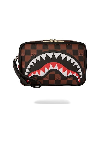 Sprayground Peeking Character Check El Çantası, %100 Vegan, Su Geçirmez Kahverengi - Siyah
