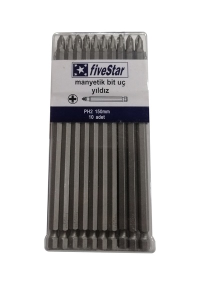 Yıldız Başlı Manyetik Bits Uç Ph 2x150 Mm Matkap Ucu Vidalama Ucu 10 Adet