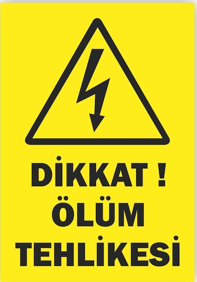 5x7 Mm Ölçüsünde Dikkat Ölüm Tehlike Levhası 50 Adet