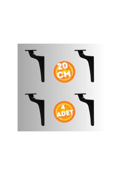 20 Cm Metal Zirve Ayak Koltuk Ayağı Mobilya Ayağı Ünite Ayağı Konsol Ayağı Puf Berjer Ayağı 4 Adet Siyah