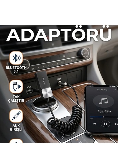 Aux Girişli Usb Bluetooth Ses Adaptörü Kablosuz Müzik Aktarımı