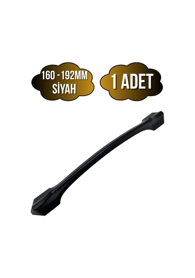 Ateş Siyah Metal Dolap Kulpu Mobilya Ve Mutfak Dolap Kulpu Siyah 160-192mm 1 Adet Siyah