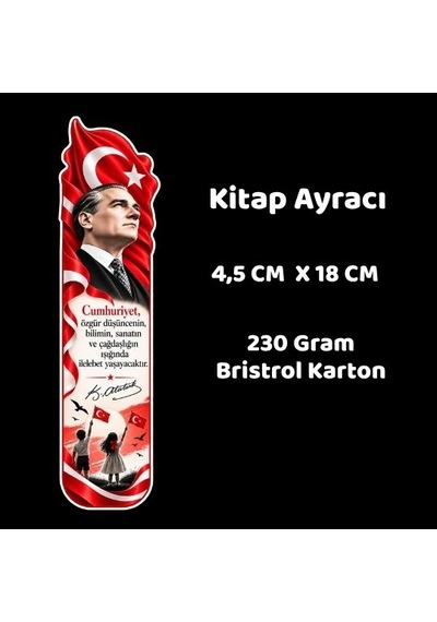 29 Ekim Cumhuriyet Bayramı Karton Kitap Ayracı 40' Lı Paket 01 Tüm Yaşlar