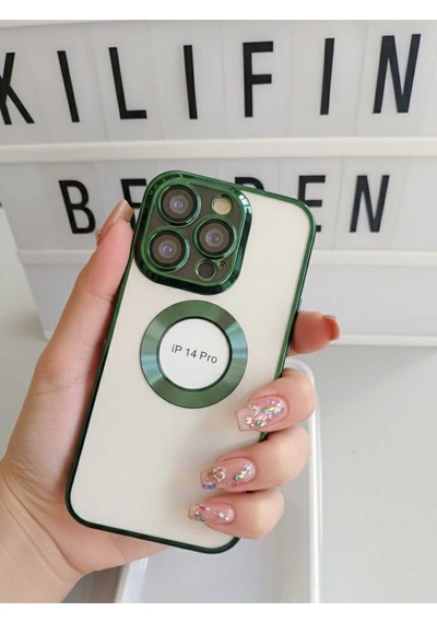 Apple Uyumlu iPhone 14 Pro Kamera Lensli Kılıf Modeli Yeşil