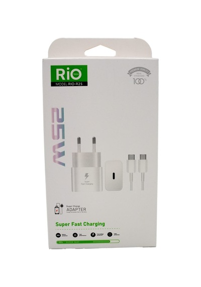 Rio Tech Samsung Uyumlu 25w Adaptör Ve Type-c To Type-c Kablo Şarj Seti