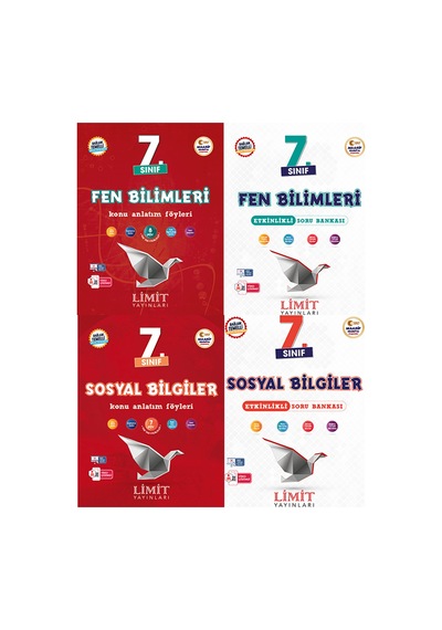 Limit 2027 7. Sınıf Fen Bilimleri + Sosyal Bilgiler Konu Anlatım Föyleri + Soru Bankası Seti 4 Kitap Maarif Model
