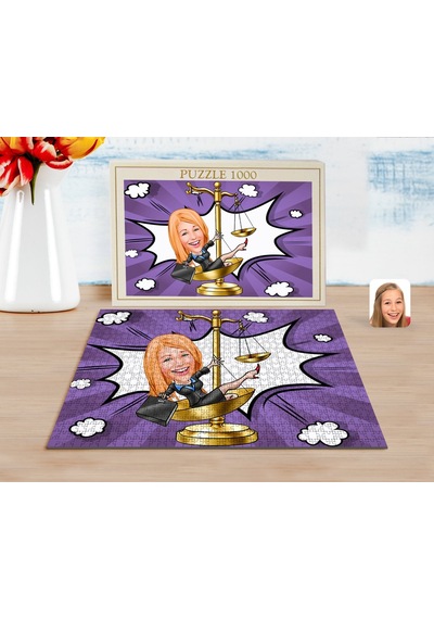 Bk Gift Kişiye Özel Kadın Avukat Karikatürlü 1000 Parça Profesyonel Puzzle-4