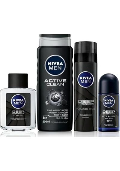 Men Erkek Damat Çeyiz Bohça Seti, Duş Jeli 500ml, Roll-on 50ml, Losyon 100ml, Tıraş Köpüğü 200ml