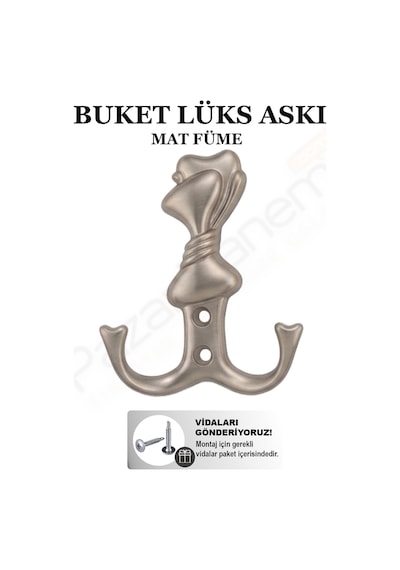 Buket Askı Lüks Vestiyer Duvar Dolap Elbise Askısı Mat Füme