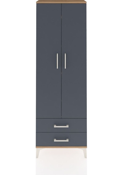 Arges Dolap 5 Raflı 2 Çekmeceli 2 Kapaklı 60x30x182 Çam-antrasit Çam
