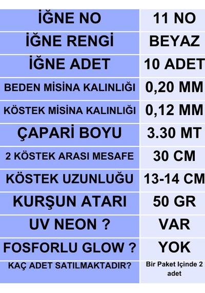 Ea genset İstavrit Çaparisi 20x12 11 No 10 Beyaz İğneli 2li Paket