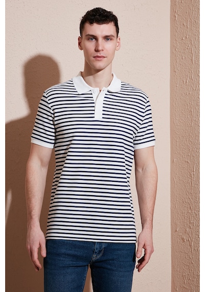 Buratti Pamuklu Regular Fit Çizgili Erkek Polo Yaka T Shirt 5903009 Indigo