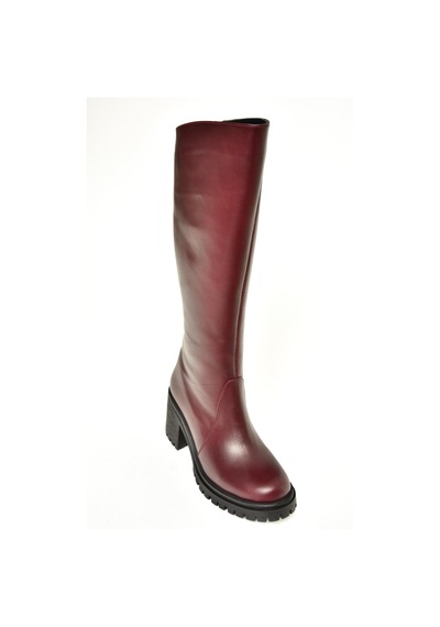 Fox Shoes R654047703 Bordo Hakiki Deri Kalın Topuklu Kadın Çizme Bordo-hakiki Deri Bordo