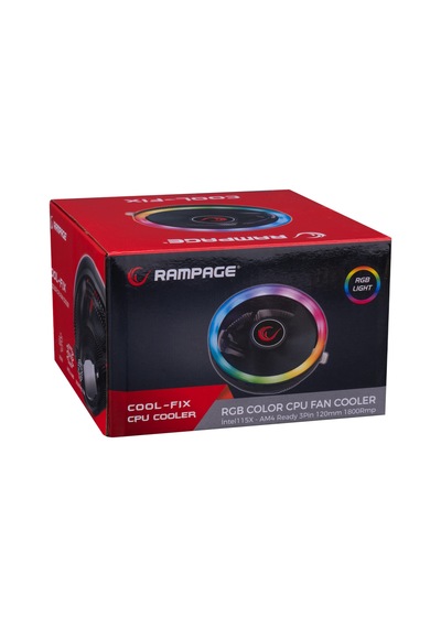 Rampage Cool-fıx, Rm-c01, 12cm, 1800rpm, Rgb Cpu Hava Soğutma Amd Am4 Ve Intel Tüm İşlemcilere Uyumlu