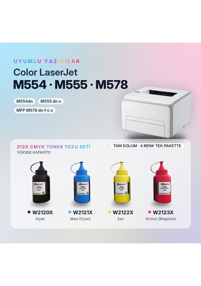 Hp 212x Toner Tozu Takım / Color Laserjet Enterprise M554 / M555 / Mfp M578 / W2120x / W2121x / W2122x / W2123x
