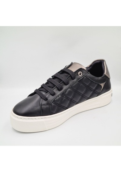 Mammamia D25ka-7305 Siyah Beyaz Hakiki Deri Kadın Deri Sneaker Siyah