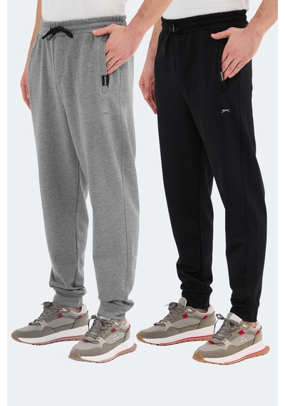 Slazenger Navdeep 2 Li Set Erkek Cepli Dar Paça Siyah - Koyu Gri Eşofman Altı Siyah - Koyu Gri