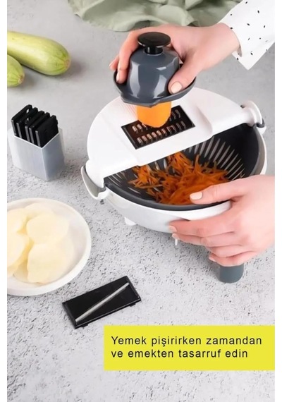 11 Parça Çok Amaçlı Süzgeçli Sebze Doğrayıcı Ve Rende Seti Dilimleyici & Yıkama Kabı Diğer