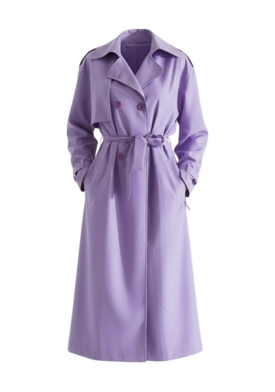 Durivya Kruvaze Yaka Oversize Trençkot Lila