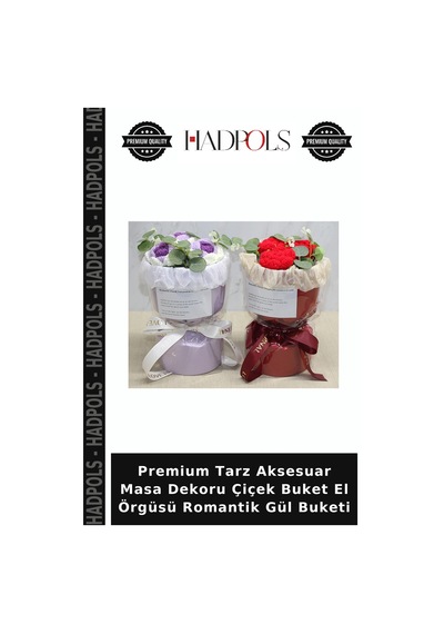Premium Tarz Aksesuar Masa Dekoru Çiçek Buket El Örgüsü Romantik Gül Buketi Çok Renkli