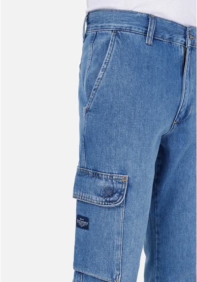 Colin's Colins Cargo Fit Orta Bel Düz Paça Kargo Cep Erkek İndigo Jean Pantolon Cl1068707 Q1.v1 Dn03256 Mavi