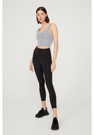 Los Ojos Gri Hafif Destekli Sırt Detaylı Kaplı Crop Top Büstiyer Cropped Gri