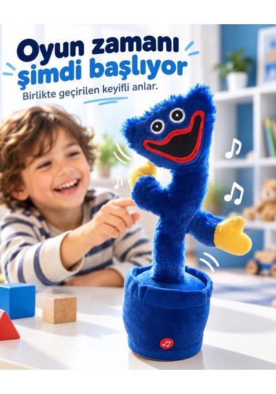 Misan Oyuncak Mavi Canavar Peluş Oyuncak 32 Cm Saksılı, Sarı Elli Tasarım