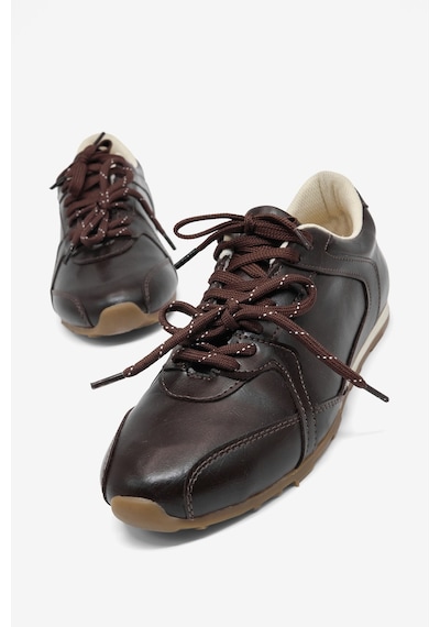 Tonny Black Kauçuk Taban Nefes Alabilen Bağcıklı Sneaker Kadın Kahve Cilt Sneaker Tbklc010 Kahve Rengi