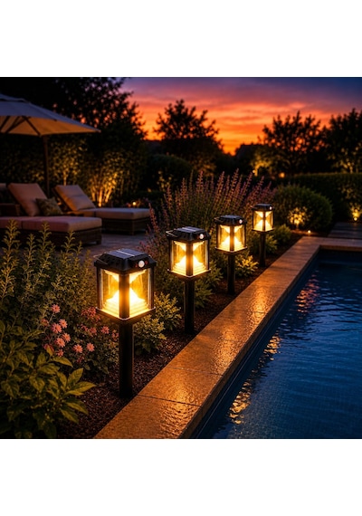 Panter Solar Bahçe Aydınlatması, Balkon Dekorasyonu, Güneş Enerjili Hareket Sensörlü, 3000k Sarı Gün Işığı Filament Led Dış Mekan Su Geçirmez Çim Yol Peyzaj Patika Aydınlatma Dekoratif Lamba 55 Cm