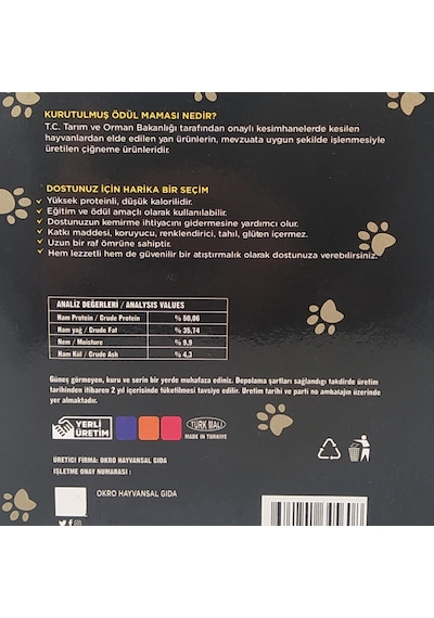 Okro Kurutulmuş Tavuk Ayağı Köpek Ödül Maması 200 G
