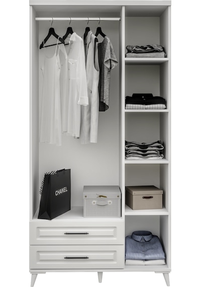 GuneyStore Gözde 3 Kapaklı Komple MDF Beyaz Gardırop