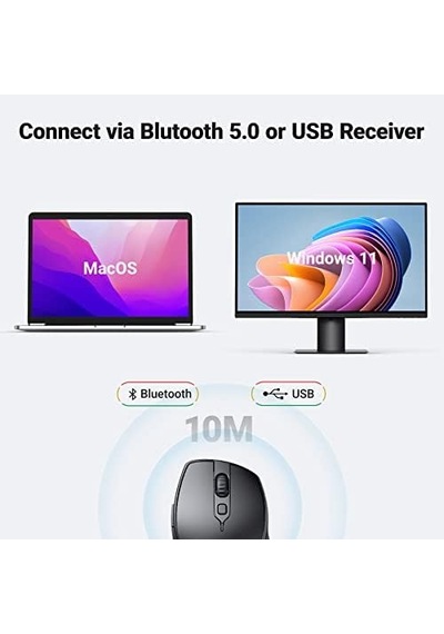 Kablosuz Ergonomik Fare, Usb Alıcılı 2.4ghz 4000 Dpı Sessiz İnce Kablosuz Bluetooth Fare, Tablet,pc,dizüstü Bilgisayar İle Uyumlu.