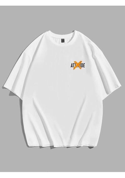 Flood Of Style Erkek Beyaz Motıvated Bisiklet Yaka Tshirt