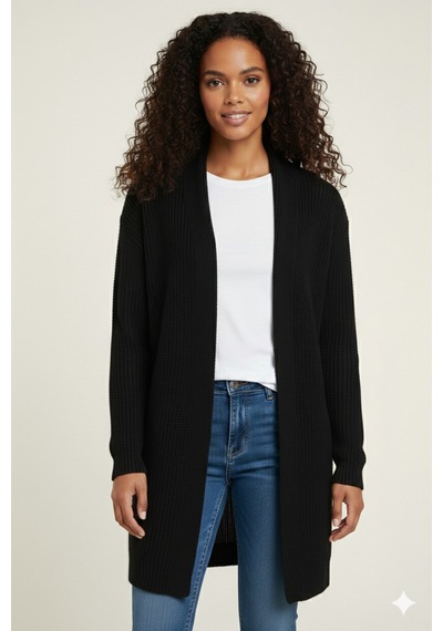Youknitwear You Stayles %100 Pamuk Kadın Triko Hırka Siyah