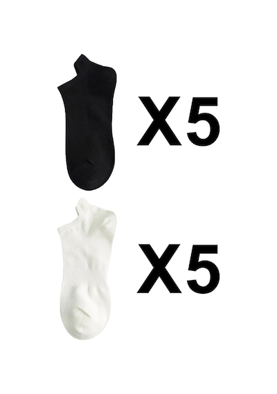 Bgk Unisex Spor Patik Beyaz Siyah 10'lu Beyaz - Siyah