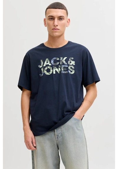Jack & Jones Erkek Jjejeff Bisiklet Yaka %100 Pamuk T-shirt 12288536 Lacivert Lacivert