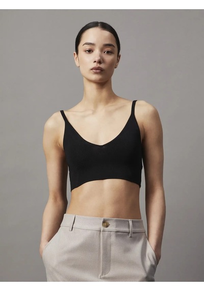 Calvin Klein Rayon Sweater Bralet, Beh Siyah Kadın T-shirt & Polo