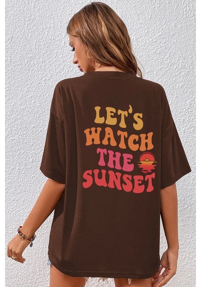 Flood Of Style Unisex Lets Watch The Sunset Tasarım Tshirt Kahverengi