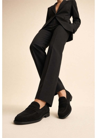 37brandshoes Siyah Süet Penny Loafer Siyah Siyah