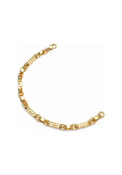Balenbi Jewelry 14k Gold Renk Grek Desenli Çelik Bileklik Kararmaz Premium Kadın Bileklik 1180 Altın